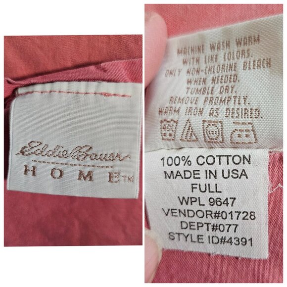 Eddie Bauer Home Flat Sheet Only Full Pink 100% Cotton Percale Bedding Linen USA - Picture 5 of 6